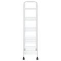 vidaXL Kuchynský vozík s 5 poschodiami biely 46x26x105 cm železný