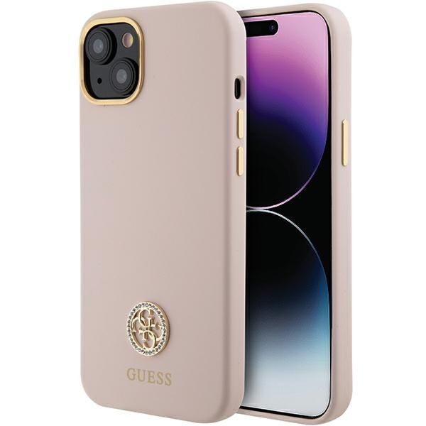 Puzdro Guess pre iPhone 15 6,1" GUHCP15SM4DGPP ružové HC SILIKÓN LOGO STRASS 4G