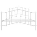 vidaXL Kovový rám postele s predným a zadným čelom biely 107x203 cm