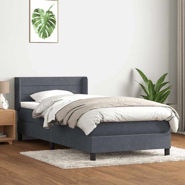 vidaXL Posteľný rám boxspring s matracom tmavosivý 80x210 cm zamat