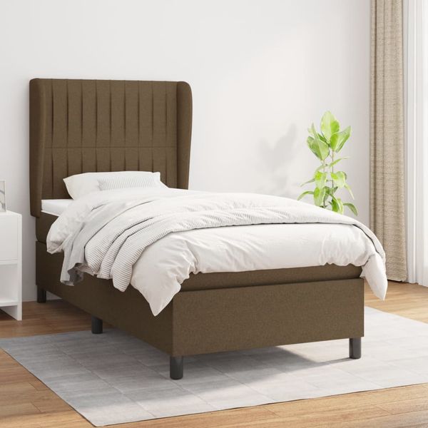 vidaXL Boxspring posteľ s matracom tmavohnedá 90x190 cm látka