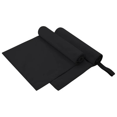 vidaXL Športové uteráky 2 pcs Čierna 100 x 50 cm Polyester a polyamid