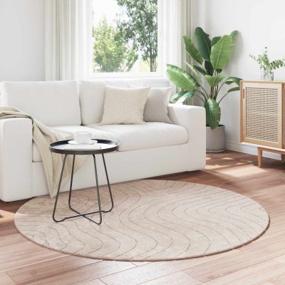 vidaXL Kusové koberce Okrúhly PALMERAS Béžová Ø 120 CM Polyester