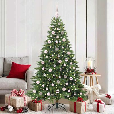vidaXL Umelý vianočný stromček s 300 LED-i Zelená 180 cm PE a PVC