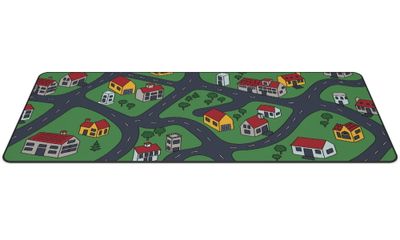 Krux podložka na stůl Space City XXL / 40x97 cm / voděodolná / design dětské město Podložka pod myš, XXL 400 × 970 mm, 3mm tlouštka, hydrofobní povrch, Control technologie, prošitý okraj, design retro koberec