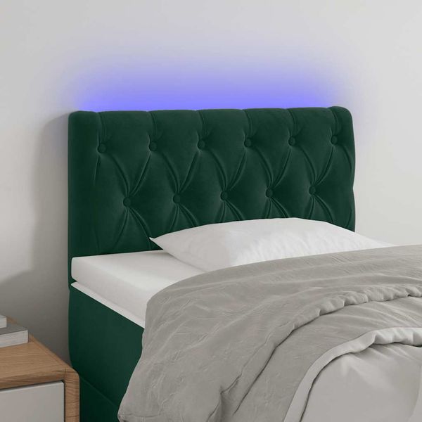 vidaXL Čelo postele s LED tmavozelené 80x7x78/88 cm zamat