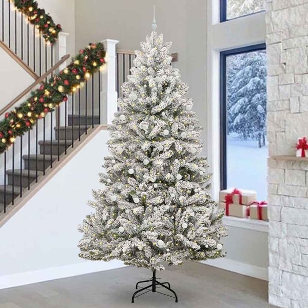 vidaXL Umelý vianočný stromček Zelená a biela 300 cm PVC a kov