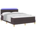 vidaXL LED box s pružinami s LED pásikmi Tmavohnedá 140 x 190 cm látka