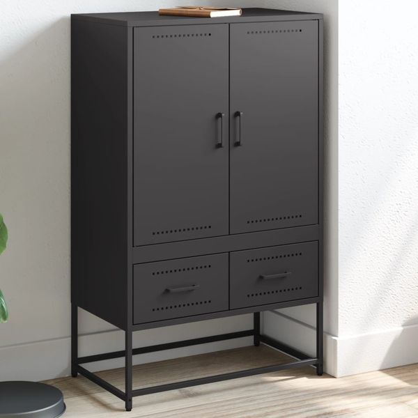 vidaXL Vysoká skrinka čierna 68x39x111,5 cm oceľ