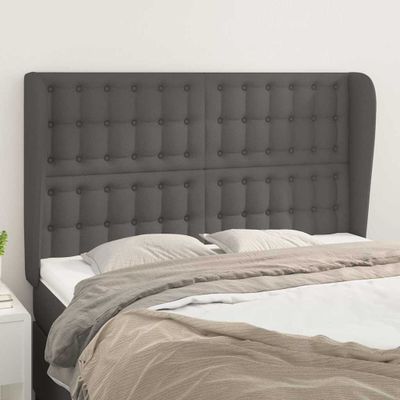 vidaXL Čelo postele so záhybmi sivé 147x23x118/128 cm umelá koža