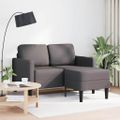 vidaXL 2-miestna pohovka s ležadlom v tvare L, sivá 125 cm, umelá koža