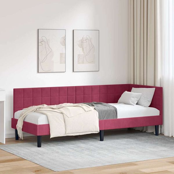 vidaXL Rohový rám postele Víno červené 80 cm x 200 cm Zamat