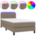 vidaXL Posteľ boxsping s matracom a LED sivohnedá 80x200 cm látka