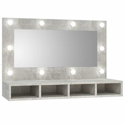 vidaXL Zrkadlová skrinka s LED betónová sivá 90x31,5x62 cm