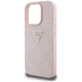 Puzdro Guess Hardcase PU s lisovaným vzorom a kovovým trojuholníkom 4G pre iPhone 16 Pro Max 6,9" ružové