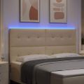 vidaXL LED hlavová doska s LED pásikmi Krémová 180 cm látka