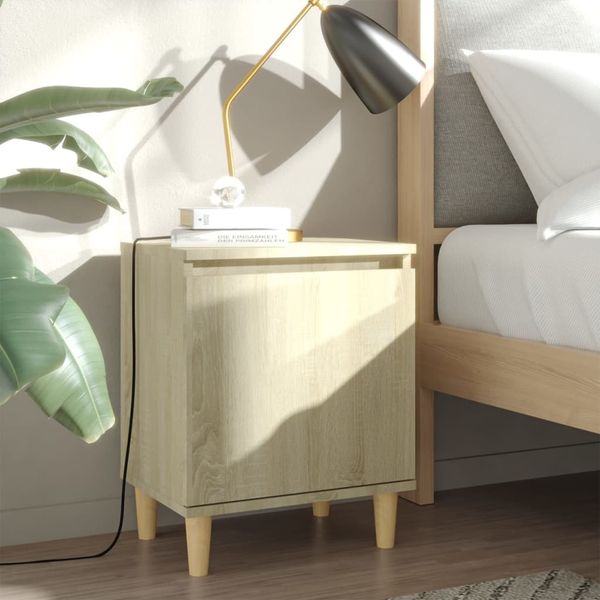 vidaXL Nočný stolík s nohami z masívneho dreva dub sonoma 40x30x50 cm