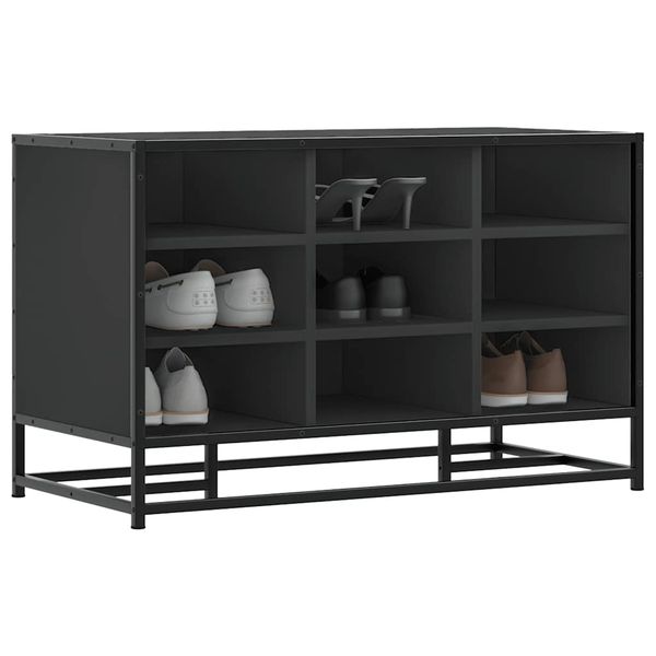 vidaXL Lavica na topánky čierna 84x40x53,5 cm kompozitné drevo+kov