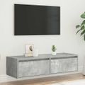 vidaXL TV skrinka s LED svetlami betónovo sivá 100X35,5x25 cm