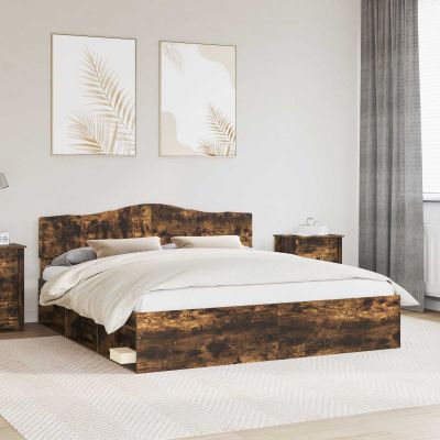 vidaXL Rám postele Dymová dub 180 x 200 cm Masívne borovicové drevo