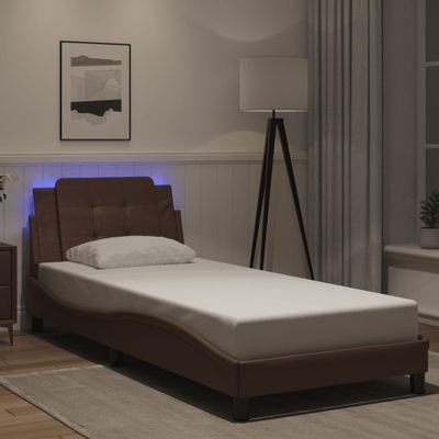 vidaXL Rám postele s LED bez matraca, Zadar, hnedý 90x200 cm
