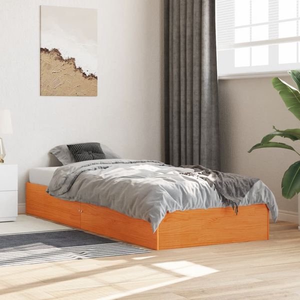 vidaXL Posteľ bez matraca voskovo hnedá 100x200 cm masívna borovica