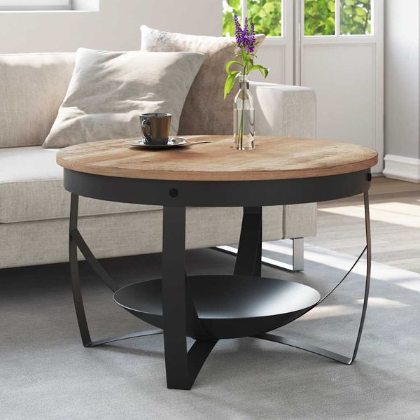 vidaXL Konferenčný stolík Ø68x43 cm surové mangovníkové drevo
