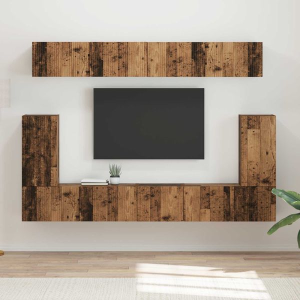 vidaXL Zostava TV skriniek Nástenný 5 pcs Staré drevo Kompozitné drevo