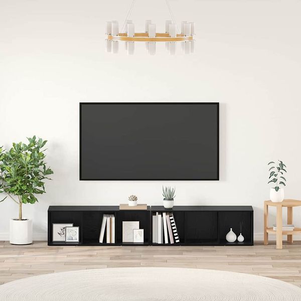 vidaXL Zostava TV skriniek Nástenný 2 pcs Čierny dub 37 x 35 x 107cm