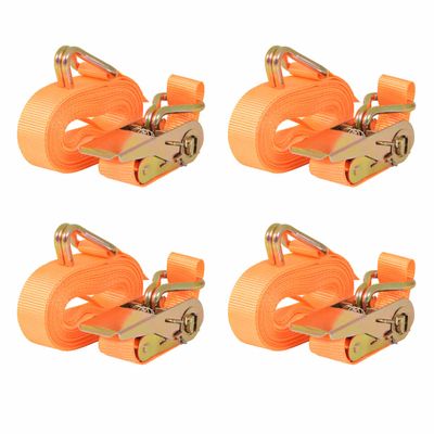 vidaXL Upínacie popruhy s račňou 4 ks, 0,4 tony, 6mx25mm, oranžové