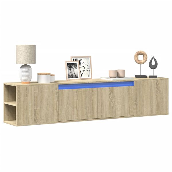 vidaXL TV nástenná skrinka s LED svetlami dub sonoma 180x31x39,5 cm