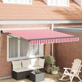 vidaXL Sklopná markíza Červená a Biela 350 x 250 cm Polyester a kov