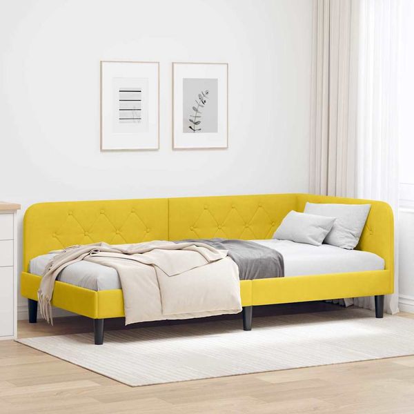 vidaXL Rohový rám postele Žltá 100 x 200 cm Zamat