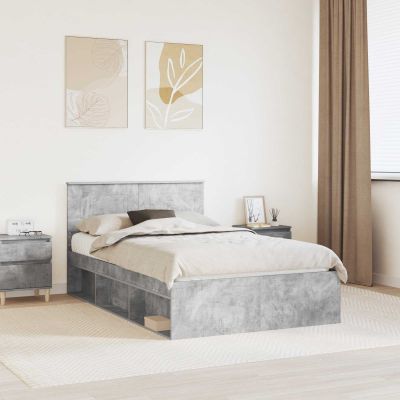vidaXL Rám postele Betónová šedá 135 x 190 cm Kompozitné drevo