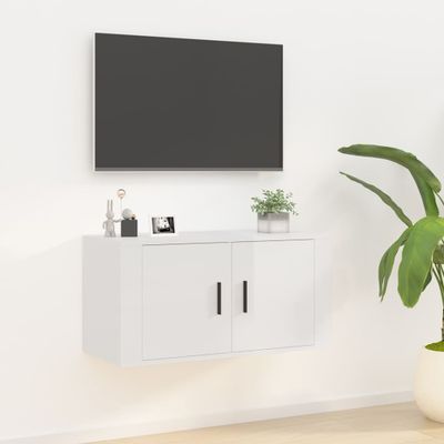 vidaXL Nástenná TV skrinka lesklá biela 80x34,5x40 cm