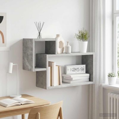 vidaXL Stenná polica Nástenná montáž Betónovo sivá 55 x 15 x 35 cm