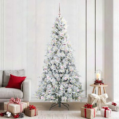 vidaXL Umelý Sklápací Vianočný Stromček Biela 210 cm PE a PVC