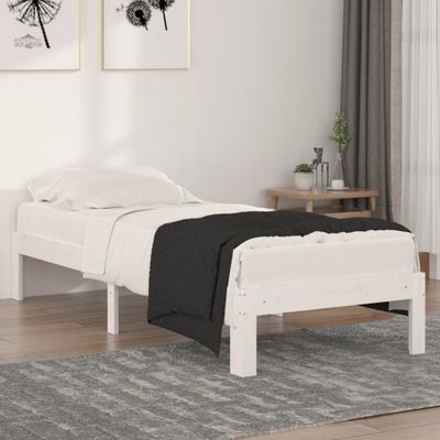 vidaXL Posteľný rám, biely drevený masív 75x190cm malé jednolôžko