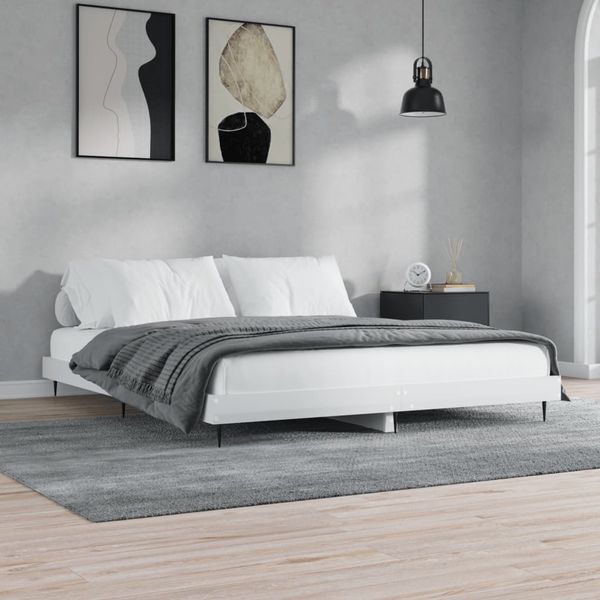 vidaXL Posteľný rám lesklý biely 180x200 cm kompozitné drevo