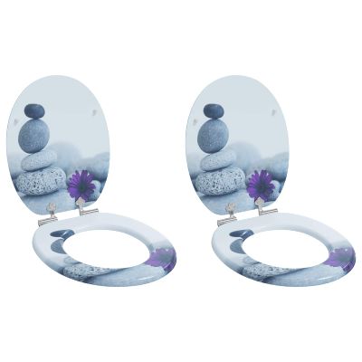 vidaXL Sedenie na toaletu s tichým zatváraním 2 pcs Biely 44 x 38 cm