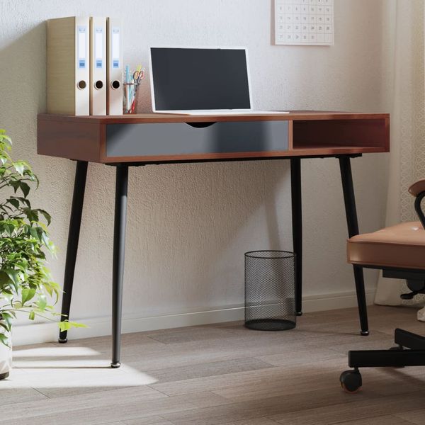 vidaXL Počítačový stôl so zásuvkou hnedý 110x50x75 cm kompozitné drevo