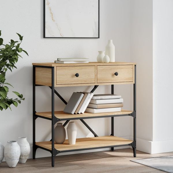 vidaXL Konzolový stolík dub sonoma 75 x 34,5 x 75 cm kompozitné drevo