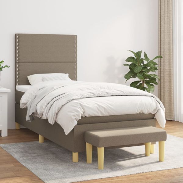vidaXL Posteľný rám boxsping s matracom sivohnedý 90x200 cm látka
