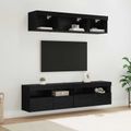 vidaXL TV nástenné jednotky s LED 5 ks Čierny dub Kompozitné drevo