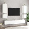 vidaXL TV nástenná skrinka s LED svetlami biela 40,5x35x40 cm