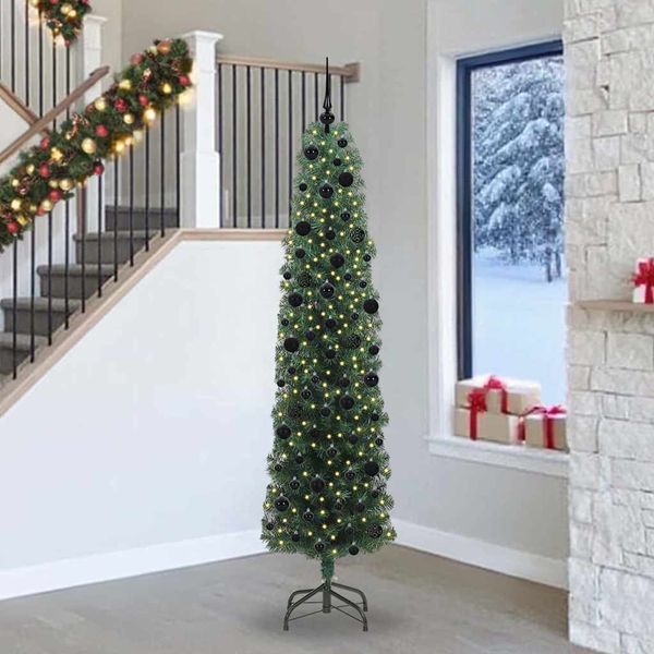 vidaXL Umelý vianočný stromček Zelená 240 cm PVC, oceľ a plast