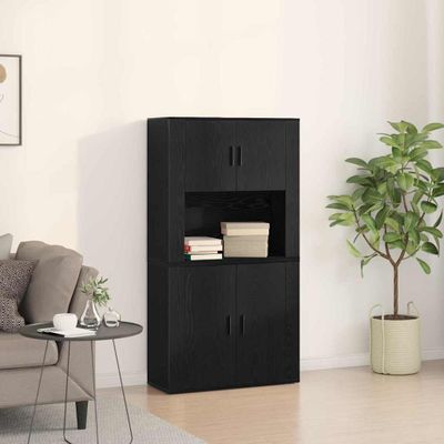 vidaXL Highboard Čierny dub 80 x 33 x 150 cm Kompozitné drevo