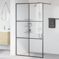 vidaXL Sprchová zástena s priehľadným ESG sklom 115x195 cm čierna