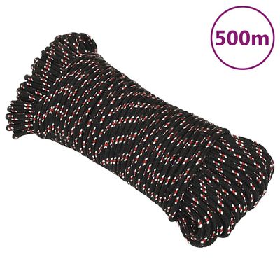 vidaXL Lodné lano čierne 3 mm 500 m polypropylén