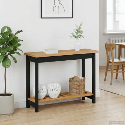 VidaXL Konzolový stôl EKAI Čierna 112 x 35 x 76 cm Borovicový masív